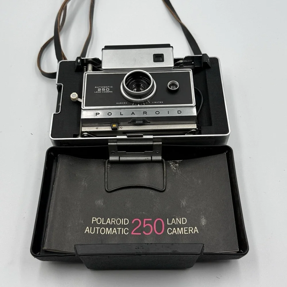 Vintage Polaroid Automatic 250 Land Camera Case Manual Untested 1967 USA
